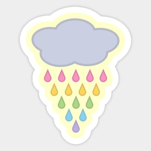 Raining Rainbow Rain Cloud in Yellow Sticker